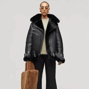 The Arrivals Leather & Shearling Moto Jacket